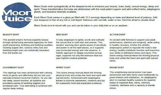 Moon Juice - Moon Dust Menu