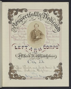 A penmanship sample submitted by Alfred Whitehouse, incorporating his own photo. Manuscript Division.