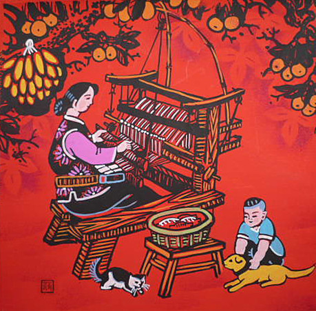 woman weaving