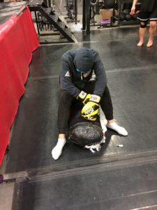 serena beating up the sand bag