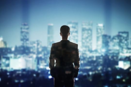 billionaire looking at skyline at night