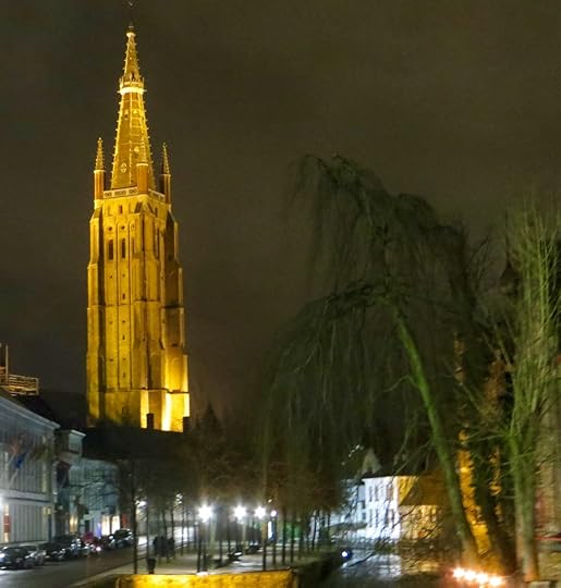 The Church of Our Lady Bruges at night
