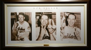 A plaque celebrating Bob Feller's three no-hitters at the Bob Feller Museum in Van Meter, Iowa.