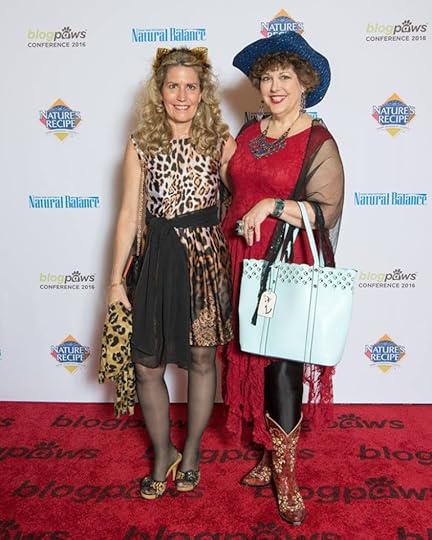Deb Barnes & Amy Shojai on the red carpet. Copr. Silver Paw Studio