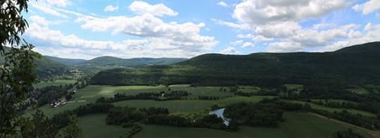 Panorama of farmland from the top of Vroman's Nose.