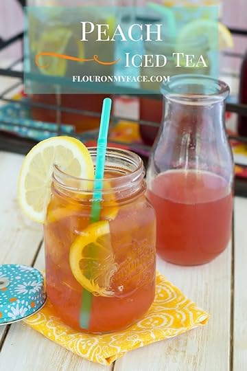 Cool off with this summer drink recipe for Peach Iced Tea via flouronmyface.com it is an easy fruit flavored tea recipe made with homemade peach syrup that is easy to make.