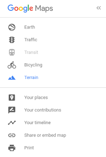 Google Maps menu
