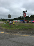 Atheist protestors on the highway near the entrance. I wanted to get a better picture, but we were in a rush to get in to the ark.