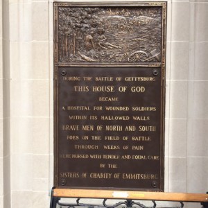 Plaque outside St. Francis Xavier Church, Gettysburg