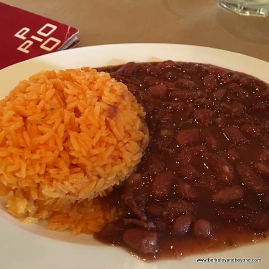 saffron rice and red beans at Pio Pio 2 in Jackson Heights, Queens, New York