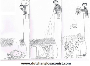 The Dutch Anglo-Saxonist's own cartoon. Do not try this at home!