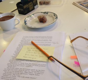 Kaffe och kokosbollar var till god hjälp.