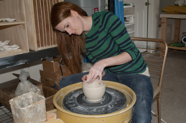 Rachael making bowl on potter's wheel