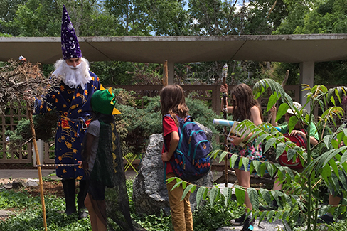 Merlin meets campers at Merlin Camp in Boulder Colorado.