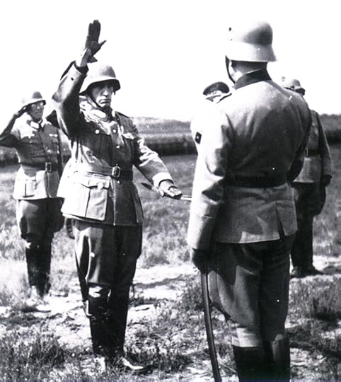 Spanish Gen. Agustín Muñoz Grandes being inducted into German Army service, Grafenwöhr, Germany, 31 Jul 1941 (public domain)
