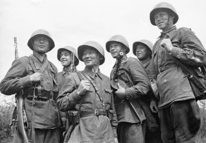 Soviet troops at Smolensk, Russia, 1 Jul 1941 (Russian International News Agency)