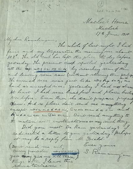 letter from Ramanujan to friend. Courtesy: Trinity College Cambridge. 