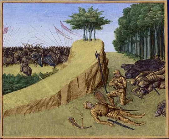The death of Roland at the Battle of Roncevaux, from an illuminated manuscript c.1455–1460.