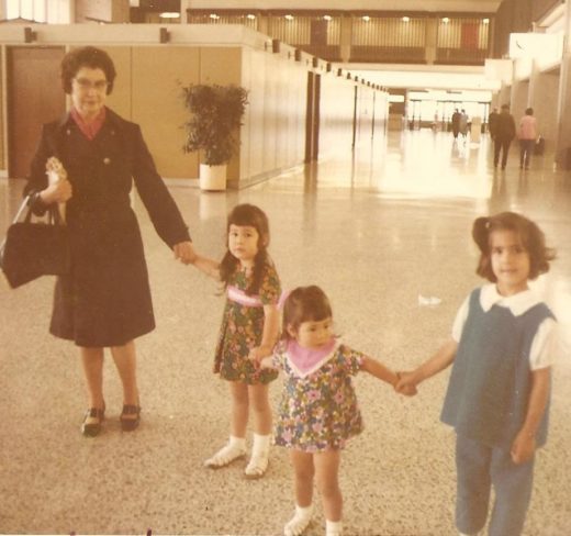 C & T with great-grandma and Sarah heading for departure gate