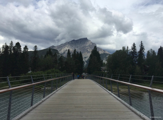 Crossing the Bow River on the Banff Pedestrian Bridge