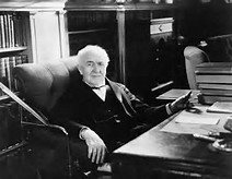 Even in his home library, the mind of the great inventor was ever engaged.