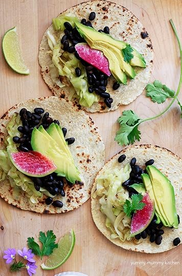 veggie tacos with black beans and cabbage