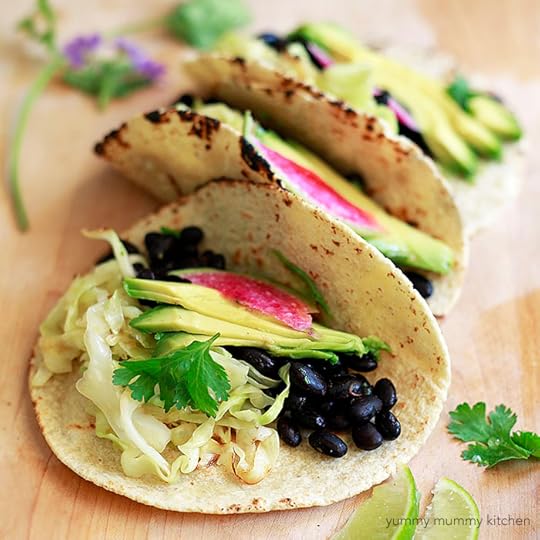 vegan tacos with black beans and cabbage