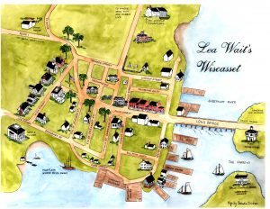 Map showing locations mentioned in Lea's books set in Wiscasset