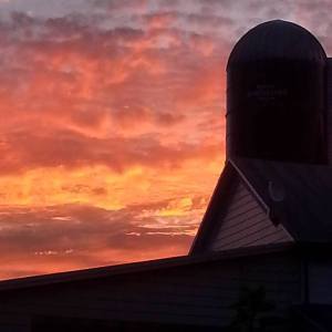 barn in sunset