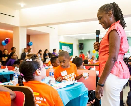 First Lady Chirlane McCray talks with students about the importance of college