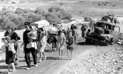 Palestinian refugees ethnically cleansed from their homes by Zionist forces in 1948.