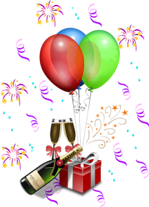 Balloons, Champagne, Fireworks and Streamers