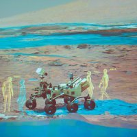 With JPLʼs OnSight program, users explore the terrain of Mars made from actual photos collected by the Curiosity rover. Photo by Mike Senese