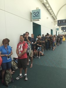 The line for my adult sci-fi panel moderating gig was LONG.