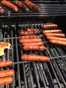 Hot dogs on grill