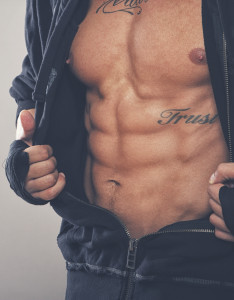 Close image of muscle man torso
