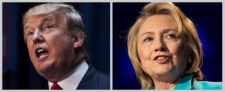 photo of D. Trump: Todd Heisler/The New York Times - photo of H. Clinton: Daniel Acker/Bloomberg via Getty Images
