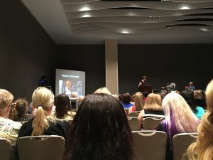 Kristan Higgins having too much fun with gifs during her character workshop.