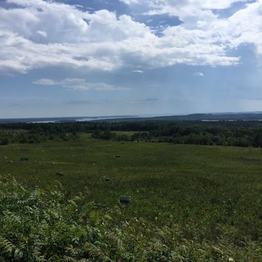 View from atop Caterpillar Hill in Sedgwick, with the ocean on the left and Walker Pond on the right.