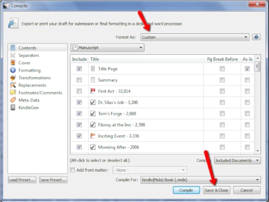 Custom Compilation Settings in Scrivener