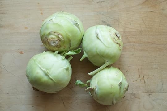 four kohlrabi bulbs