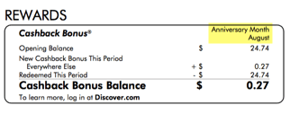 Discover reminds me my anniversary is in August