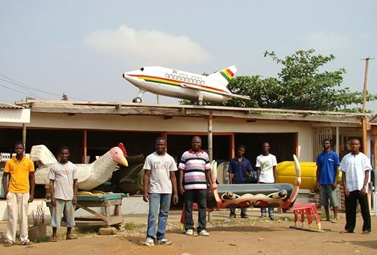 Outside the Kane Kwei workshop in Accra, Ghana where they craft about 300 fantasy coffins a year! 