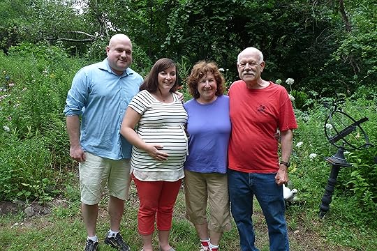 Our son, Charlie, daughter-in-law, Amberly, me and my husband, Al. Won't be long!