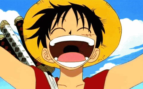 one piece luffy cheering