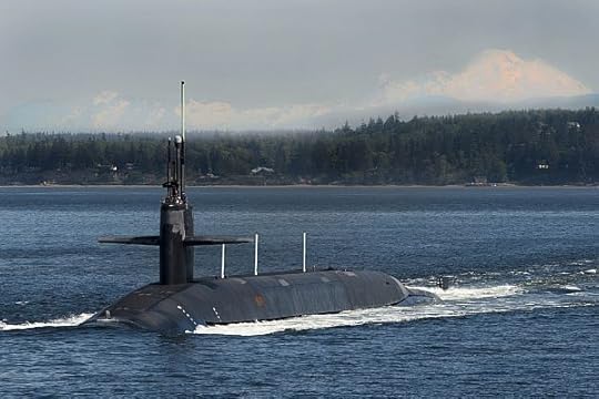 Submarine on the surface, Mt. Rainer in the background