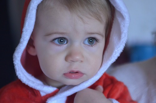 Stunned baby - indeterminate expression.