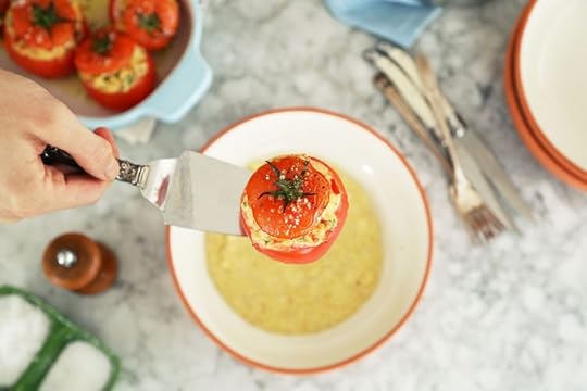 Cajun Stuffed Tomatoes Over Creamy Grits