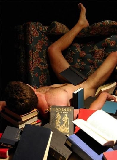 nude man reading books