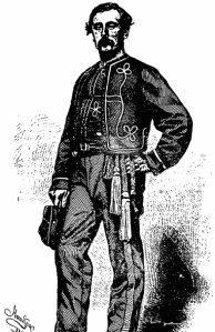 Captain Thomas Francis Meagher in his 69th New York State Miltia uniform (his Company K wore zouave style dress). This was printed on 17th August 1861, when the former Young Irelander was beginning the formation of the Irish Brigade of which he would become Brigadier-General (New York Irish American)
